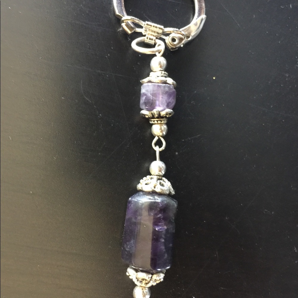 Amethyst stone  silver key chains
